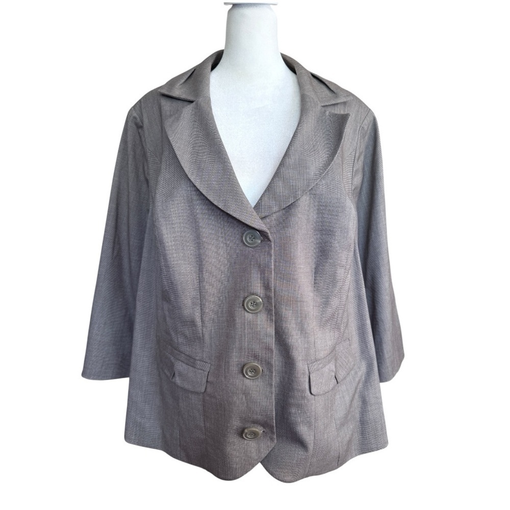 Lane Bryant Size 20 Brown Lightweight Blazer 3/4 Sleeve Classic Plus